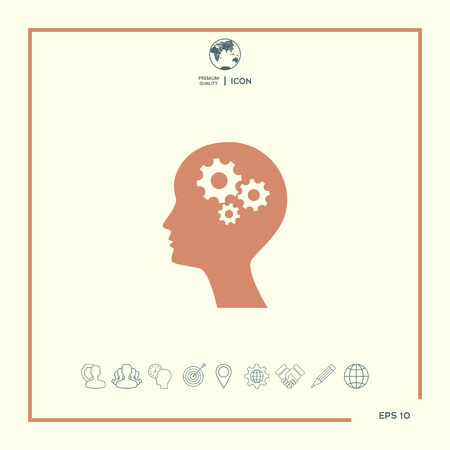 Man silhouette with gears iconのイラスト素材