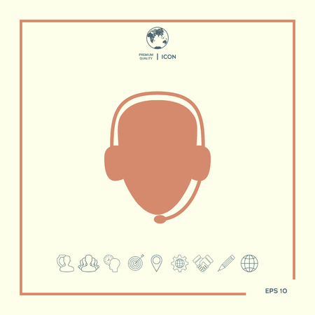 Operator in headset. Call center iconのイラスト素材