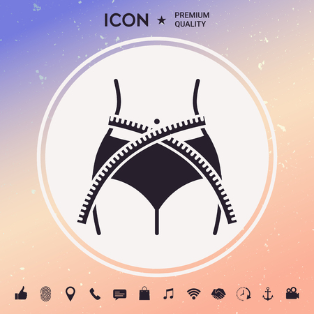 Women waist with measuring tape, weight loss, diet, waistline - iconのイラスト素材
