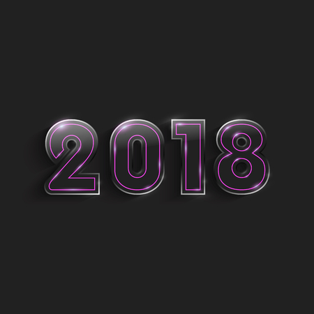 2018 New Year realistic glass elements designのイラスト素材