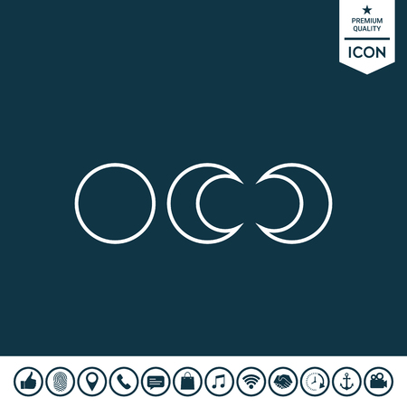 Phases of the moon - line icons on plain background.のイラスト素材