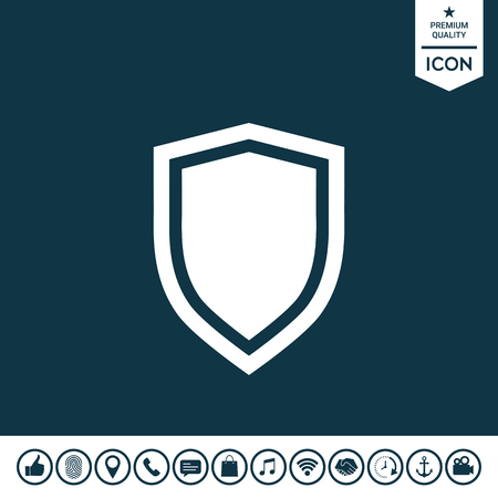 Shield, protection icon on black background illustration.のイラスト素材