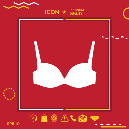 Woman underwear icon in yellow and white border om red background with app, icon. Premium quality icon illustration.のイラスト素材