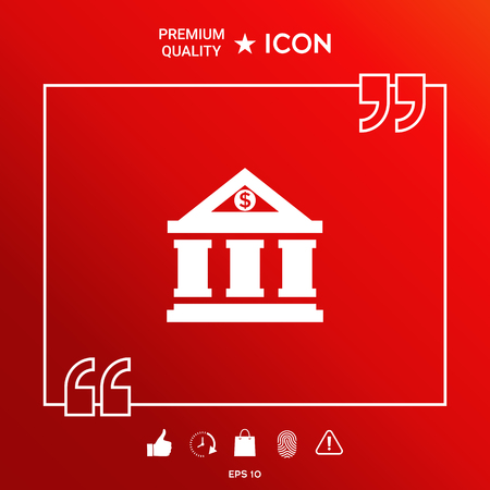 Bank icon with dollar symbol on red background.のイラスト素材