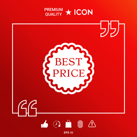 Best Price label icon in white border on red background with web icon, app. Premium quality icon illustration.のイラスト素材