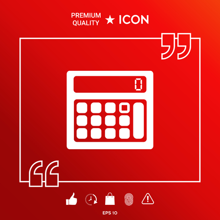Calculator symbol icon in white border on red background with web icon, app. Premium quality icon illustration.のイラスト素材