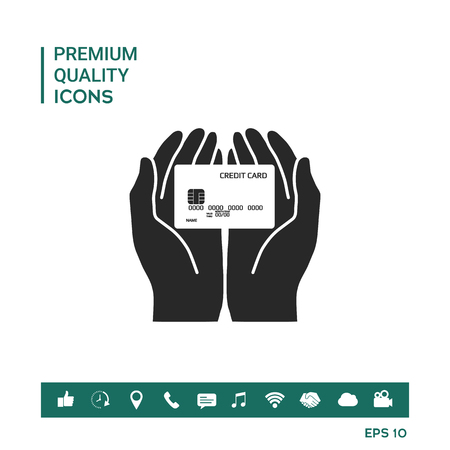 Hands holding card Vector illustration. Graphic element for your design.のイラスト素材