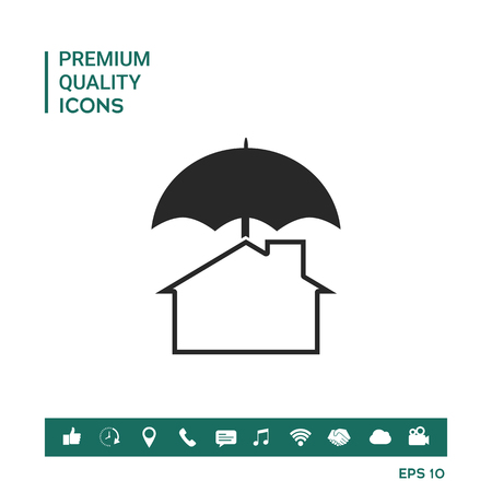 Security and protection icon. Home under umbrellaのイラスト素材