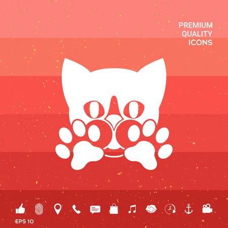 Cute Cat, paws - logo, symbol, protect signのイラスト素材