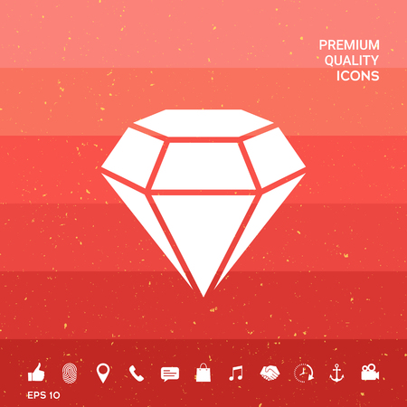 Diamond sign. Jewelry symbol. Gem stone. Flat simple designのイラスト素材