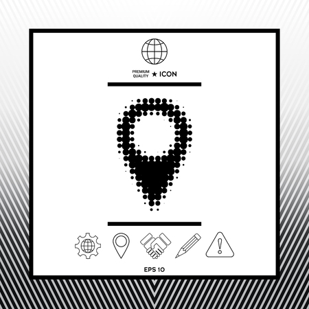 Map pointer halftone icon in white square with black border, web app or icon. Premium quality icon illustration.のイラスト素材