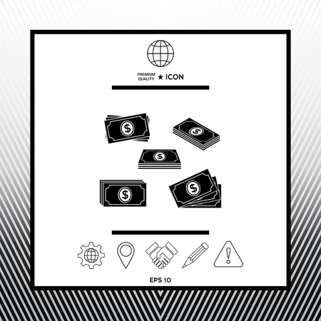 Set of Money banknotes stack iconのイラスト素材