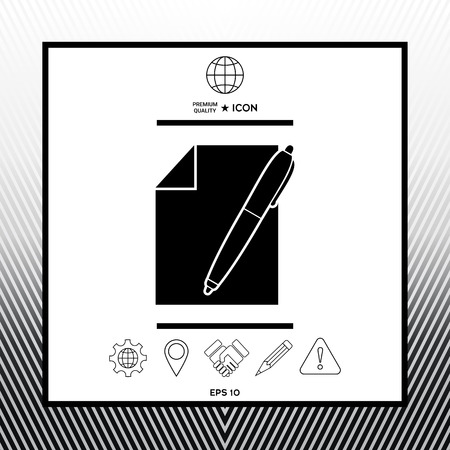 Sheet of paper and pen symbol iconのイラスト素材