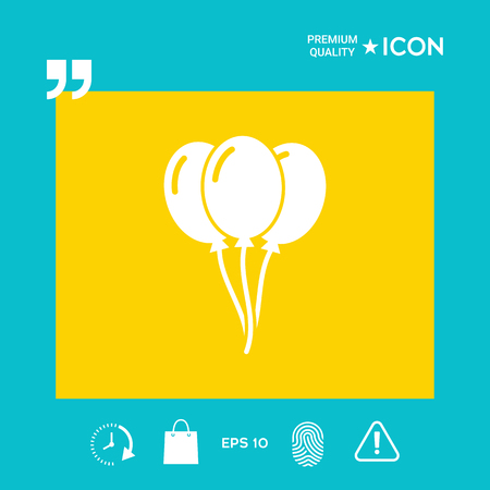 Balloons symbol icon in yellow square on blue background with icon, app. Premium quality icon illustration.のイラスト素材