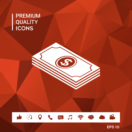 Money banknotes stack with dollar isometric icon Vector illustration.のイラスト素材