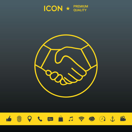 Symbol of handshake in circle. Line Iconのイラスト素材