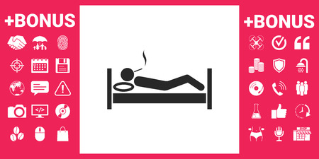 Smoking in bed iconのイラスト素材
