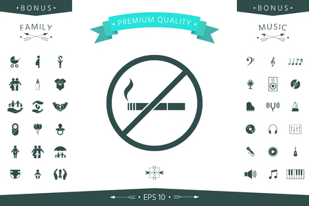 No smoking, smoking ban icon. Cigarette  prohibiting signのイラスト素材