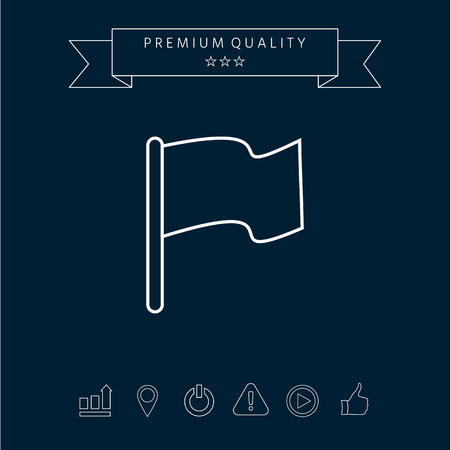 Flag linear icon isolated on  dark backgroundのイラスト素材