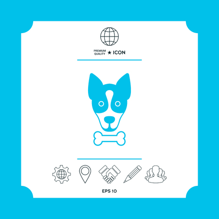 Dog with bone- symbol, protect sign, icon. Meals for petの写真素材