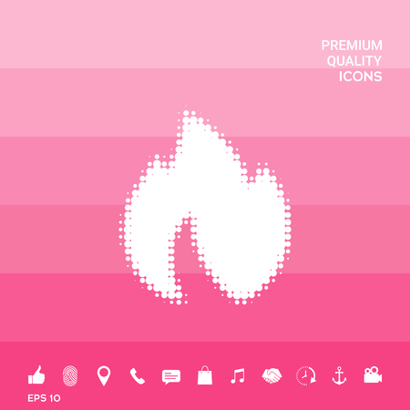 Fire, flame - halftone logo.のイラスト素材