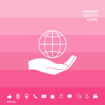 Hand holding Earth. Protect iconのイラスト素材