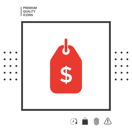 Tag with dollar symbol. Price tag icon for download . Signs and symbols - graphic elements for your designのイラスト素材