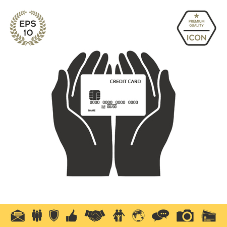Hands holding credit card. Iconのイラスト素材