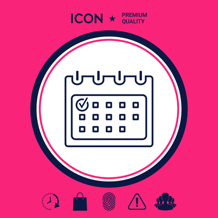 Calendar with Check mark- line iconのイラスト素材