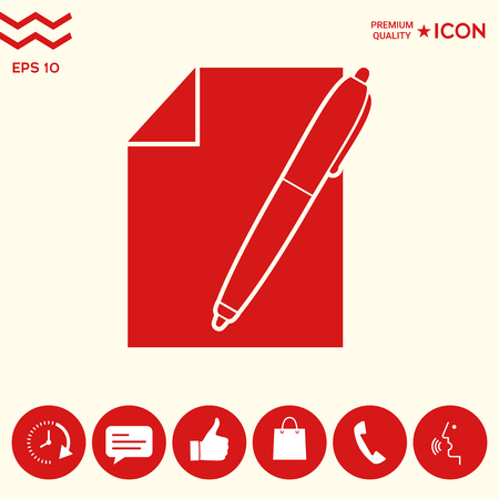 Sheet of paper and pen symbol iconのイラスト素材