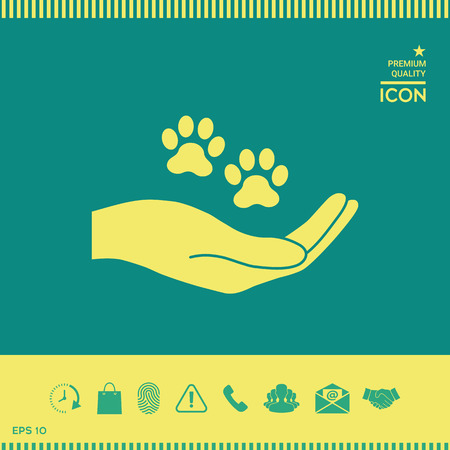 Hand holding paw symbol. Animal protectionのイラスト素材