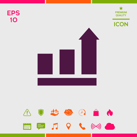 Growing bars graphic with rising arrow. Iconのイラスト素材