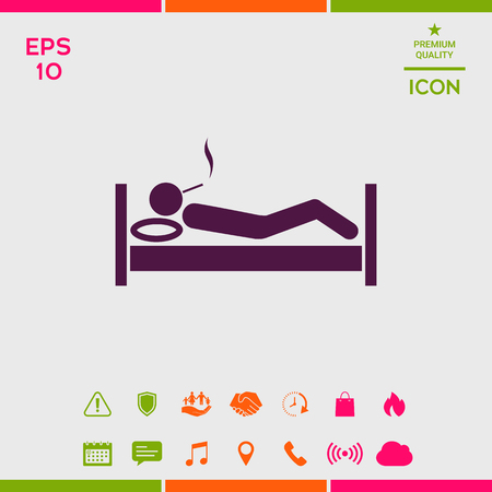 Smoking in bed iconのイラスト素材
