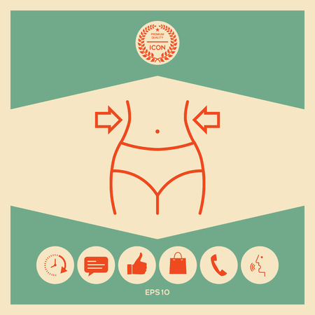 Women waist, weight loss, diet, waistline line iconのイラスト素材