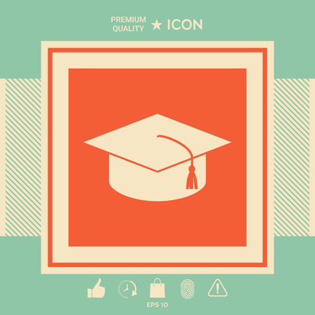 Master cap for graduates, square academic cap, graduation cap iconの写真素材