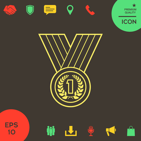 Medal with Laurel wreath. Line icon . Signs and symbols - graphic elements for your designのイラスト素材