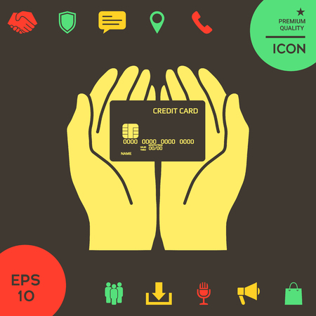 Hands holding credit card. Icon . Signs and symbols - graphic elements for your designのイラスト素材