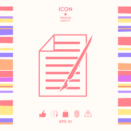 Sheet of paper and pen icon . Signs and symbols - graphic elements for your designのイラスト素材