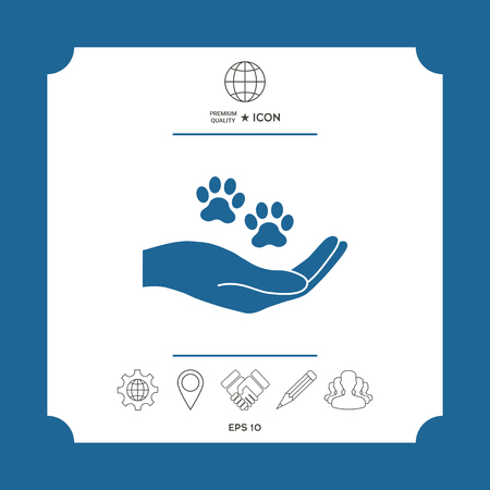 Hand holding paw symbol. Animal protectionのイラスト素材