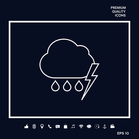 Cloud thunderstorm lightning rain line icon. Element for your design . Signs and symbols - graphic elements for your designの写真素材