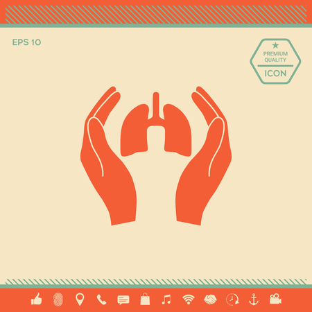 Hands holding lungs - protection icon . Signs and symbols - graphic elements for your designのイラスト素材