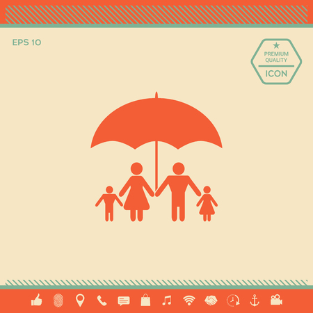 Family under umbrella - Family protect icon . Signs and symbols - graphic elements for your designのイラスト素材