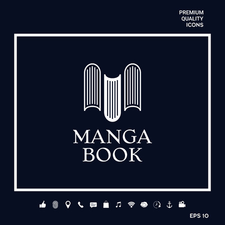Elegant logo with book symbol - like the letter M. Element for your design . Signs and symbols - graphic elements for your designの写真素材