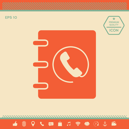 Notebook, address, phone book icon with handset symbolのイラスト素材