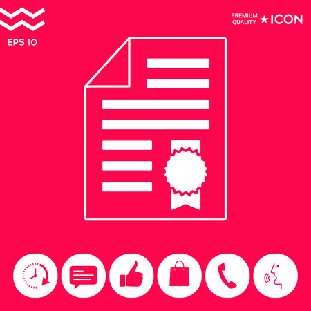 Warranty sheet of paper with a medal. Iconの写真素材