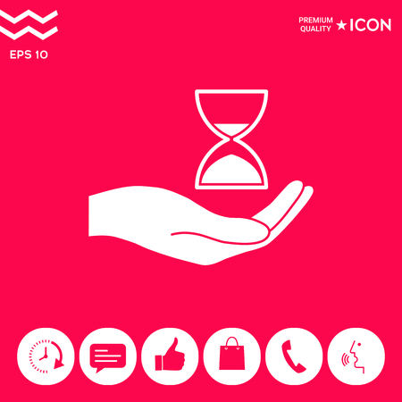 Hand holding Hourglass . Signs and symbols - graphic elements for your designのイラスト素材