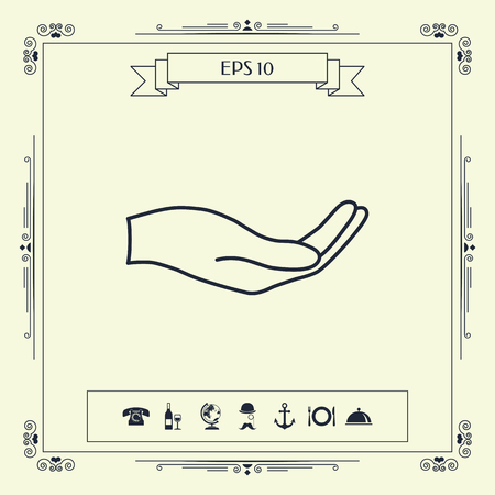 Open hand - line icon . Signs and symbols - graphic elements for your designのイラスト素材