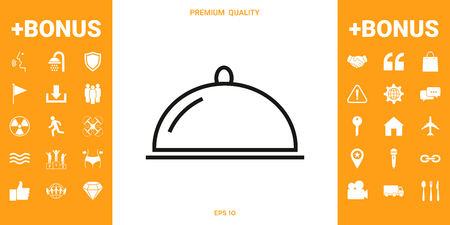 Restaurant Steel Serving Tray. Cloche line icon . Signs and symbols - graphic elements for your designのイラスト素材
