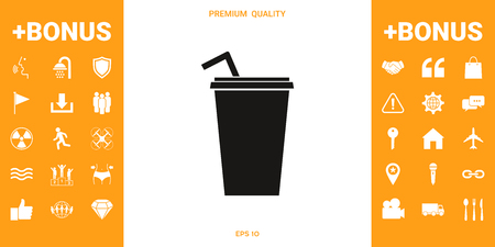 Paper cup with drinking straw icon . Signs and symbols - graphic elements for your designのイラスト素材