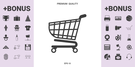 Shopping cart icon, shopping basket design, trolley icon . . Signs and symbols - graphic elements for your designのイラスト素材